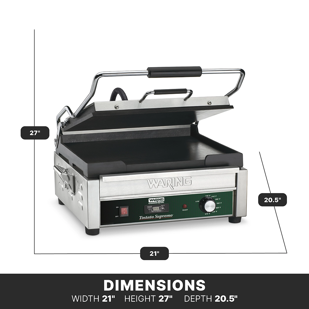 Flat Panini Grill with Timer, 14" x 14"